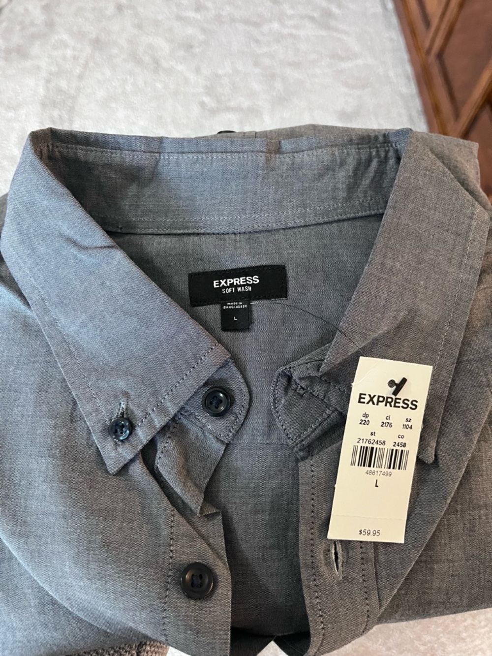 Express Men’s Soft Wash Button-Down Shirt - Charcoal Gray